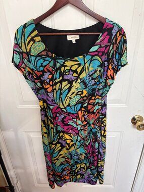 Laura Petites Abstract Cap-Sleeve Dress - Size 14P - Like New